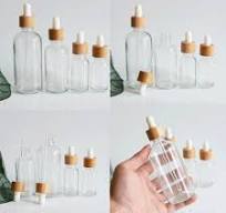 5〜100ml 透明ガラス ドロッパーボトル 香水瓶 竹製木製 ...