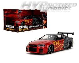 JADA 1:24 2002 NISSAN SKYLINE GT-R R34 GODZILLA DIE-CAST RED AND GREY 35133  | eBay