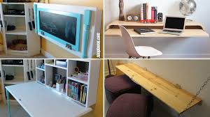 The diy entertainment center features a spot for your tv, several shelves for books, and drawers. 10 Diy Wall Mounted Desk Ideas Simphome