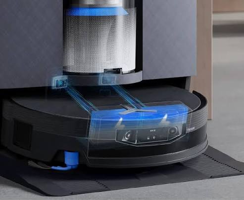 Aspirator robot Ecovacs DEEBOT X12 OMNICYCLONE, 22000Pa, TruEdge 3.0,  FocusJet, OZMO Roller 3.0, Recipient praf 250 ml, Rezervor apa 110 ml,  Statie colectare 2.7L/3.5L, 110 W (Negru) - evoMAG.ro