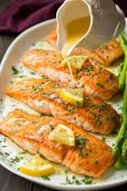 Skillet Seared Salmon With Garlic Lemon Butter Sauce Cooking Classy Salmon Dishes Seafood Recipes Salmon Recipes