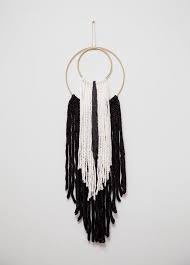 Black And White Macrame Wall Hanging Black And White Tassel Wall Hanging Yarn Wall Art Yarn Hanging Diy Yarn Decor