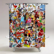 Disney All Character Mash Up Custom Design Shower Curtain Km In 2020 Custom Shower Kids Shower Curtain Custom Shower Curtains