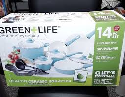 New Green Life 14 Piece Set Ceramic Non Stick Cookware Set Turquoise Greenlife Ceramic Non Stick Green Life Cookware Set