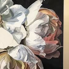 I Had So Much Fun Painting This Pair Tulips And White Peonies 76 X 76 Cm Peony Painting Peony Art Flower Painting