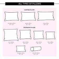 26 Different Types Of Pillows For Sleeping Pillow Size Chart Included Pillow Sizes Chart Standard Pillow Sizes Pillow Size Guide