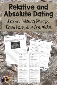 Relative And Absolute Dating Lesson Writing Prompt Student Notes Page And Exit Ticket Fossil Age Absolute Dating Earth And Space Science Science Lessons