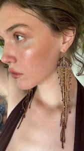 @fiona.weaver is rockin these art nouveau earrings in fall colors! They are  sensual and glamorous and will make you feel super fabulous! These are  listed