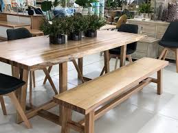 Solid wood six piece dining set with cushioned bench. Store Showroom Economy Warehouse