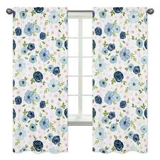 Affordable and search from millions of royalty free images, photos and vectors. Blue And Pink Floral Window Curtains Set Of 2 Blush Navy Green And White Shabby Chic Watercolor Rose Flower Treatment Panels By Sweet Jojo Designs Walmart Com Walmart Com