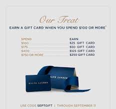 We update the website every day (even bank holidays and weekends!), and that's why vouchersort is quickly becoming one of the most. Ralph Lauren Begins Now Earn A Gift Card When You Spend 100 Or More Milled