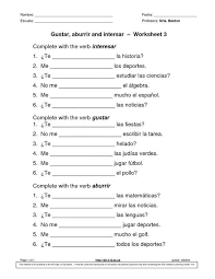 Spanish Worksheet Gustar Google Search Spanish Worksheets Verb Worksheets Learning Spanish