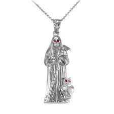 Jesus head iced pendant flooded out gold finish hip hop. La Blingz Sterling Silver Santa Muerte Dc Pendant Jewelry Necklaces Goha Praxis De