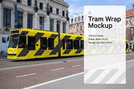 Download City Tram Wrap Mockup Creative Photoshop Templates Creative Market