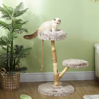 PawHut wooden cat tree tower for indoor cats, AI generated