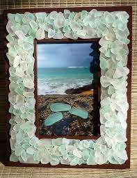 Found My Sea Glass Frame Here On Pinterest From My Etsy Shop Watercolorskyblue Beach Glass Art Sea Glass Art Sea Glass Crafts