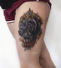 Dog Portrait Neotraditional Traditional Tattoo Dog Dog Portrait Tattoo Dog Tattoos