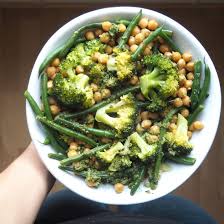Chickpeas Green Beans Broccoli And Pesto Bowl Madeleine Shaw Broccoli And Green Beans Recipe Green Bean Recipes Green Beans