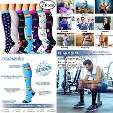 Compression Socks 7 Pairs 15 20 Mmhg Best Graduated Athletic Medical Men Women Fashion Clothing Shoes Traveling Pregnant Nursing Teacher Unisex Accessories