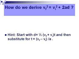 Equations Of Uniform Accelerated Motion Physics Mrs Coyle
