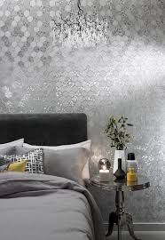 Vinyl Tapete Grafisch Sechseck Silber Glanzend 294700 Schlafzimmer Inspiration Luxusschlafzimmer Wohnen