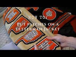 How To Sew Patches On The Sleeve Of A Letterman Jacket Youtube Letterman Jacket Patches Letterman Jacket Sew Patches