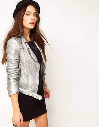 Muubaa Biker With Quilted Detailing In Silver 676 79 Silver Jacket Outfit Fashion Clothes