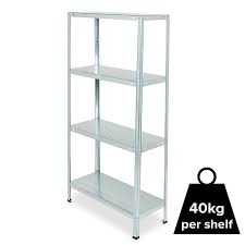 2 tiers kitchen organiser adjustable metal rack microwave shelf holder with hook. 4 Shelf Steel Shelving Unit H 1400mm W 700mm Diy At B Q