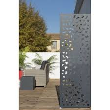 Panneau Acier Ajoure Decor L 60 X H 180 Cm Gris Decoration Murale Exterieur Panneau Occultant Claustra Exterieur