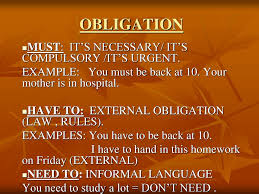 Something that you must do: Obligation Must It S Necessary It S Compulsory It S Urgent Ppt Download