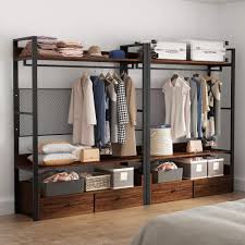 Big closet top shelf forced. Buy Tribesigns Free Standing Closet Organizer Heavy Duty Clothes Rack With Shelves Hanging Rod And Drawers Large Closet Storage Stytem Closet Garment Shelves Rustic Brown Online In Vietnam B07tjyhgdf