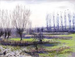 Cressonniere A Ports Sur Vienne Touraine 1982 25 59 In X 20 08 In Pierre Vallon 1922 2005 Pierrevallon I Painting Dynamic Painting Oil Painting