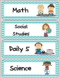 Class Schedule Cards Fits Pocket Chart