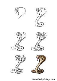 Cobra Drawing - How To Draw A Cobra Step By Step