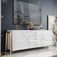 White 63 Inch Sideboard With 2 Doors 3 Drawers Modern Kitchen Storage Sideboard Cabinet Gold Frame In 2020 Modern Kitchen Storage Sideboard Storage Living Room Storage Cabinet