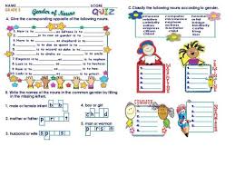Gender Of Nouns Grade 3 Worksheet Jpg 640 480 Worksheets For Grade 3 Adjective Worksheet Nouns