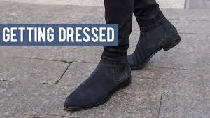 Fashion advice for men shoes suits. Wearing Black And Navy Chelsea Boots With Denim Jeans Getting Dressed Step By Step 23 Youtube
