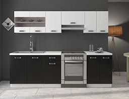 Kuche Omega 279 99 Euro Amazon De 240 Cm Kuchenzeile Kuchenblock Variabel Stellbar In Schwarz Weiss Unterschrank Kuche Kuchen Mobel Unterschrank Ikea