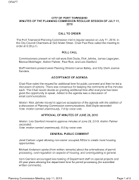 CITY OF PORT TOWNSEND MINUTES OF THE PLANNING COMMISSION REGULAR SESSION OF  JULY 11, 2018 CALL TO ORDER The Port Townsend Planni