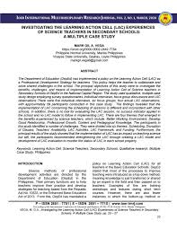 If you are in the field of social science, marketing, education, or psychology, you need a research project design that suits you. Investigating The Learning Action Cell Lac Experiences Of Science Teachers In Secondary Schools By Ioer International Multidisciplinary Research Journal Iimrj Issuu