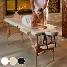 table de massage pliante 2 zones bois cosmetique portable beige massage liege massage polster