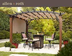 Allen Roth 116 14 In W X 116 14 In L X 94 3 In H Tan Black Material Freestanding Pergola Canopy Included At Lo Pergola Patio Backyard Pergola Pergola Designs