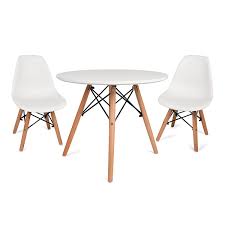 Amazon Com Urbanmod Eames Style Kids Modern White Table Set Round Table With Two 2 Chairs Highest Strength C Modern White Table Chair Table And Chair Sets