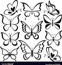 Butterflies Black Contours Royalty Free Vector Image Butterfly Drawing Easy Butterfly Drawing Simple Butterfly