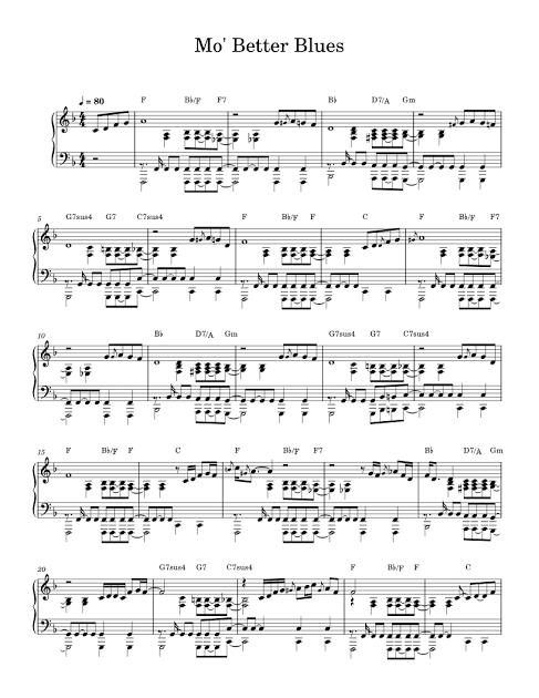 Mo' Better Blues - Branford Marsalis Sheet Music with Chords for Piano  (Solo) | MuseScore.com