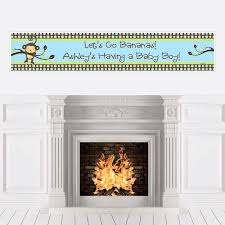 Blue Monkey Boy Personalized Baby Shower Banners Bigdotofhappiness Com