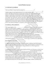 Social Media Contract Company Social Media Contract For Employees With Sample Social Media Contract Template Social