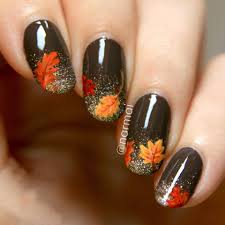 Pinterest H Mattarozzi Fall Inspired Black Orange Leaves Nail Art Design Fall Nail Art Designs Fall Nail Art Thanksgiving Nail Art