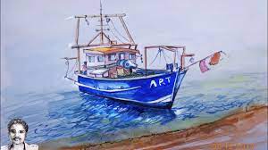 How To Draw A Boat On Seaside Drawing Boat Drawing Boat Drawing 3d Drawings Drawings