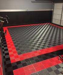Red Black And Graphite Free Flow Garage Garage Floor Mats Flooring Garage Floor